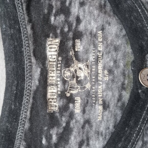 True Religion Muscle Car Henley Gray Black Burnout Small - Picture 10 of 12